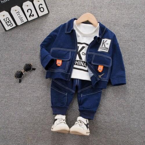 Boys Clothing Sets Spring Autumn Fashion Denim Jacket+Pants 3pcs Kids Sport Suit Little Boys Clothes