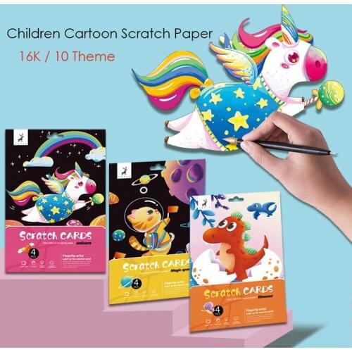 4 Pcs/Set 19.5x27 CM DIY Manual Scraping Painting Creative Cartoon Princess Fairy tales Theme Colorful Scratch Paper Drawing Toy