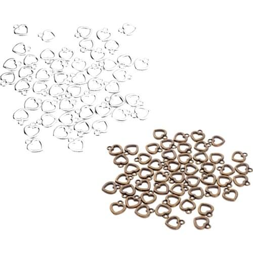 50 Pieces Pack Vintage Hollow Out Heart Charms DIY Crafts Necklace Earring Pendant Handmade Jewelry Making