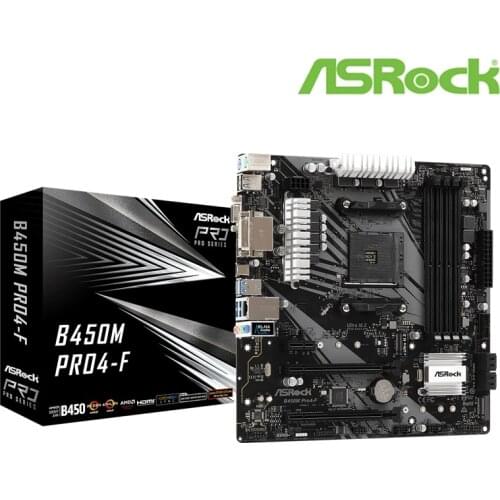 ASROCK B450M Pro4-F Micro-ATX AMD B450 DDR4 3200+(OC)MHz M.2 USB3.2 New Max-128G Double Channel Socket AM4 Motherboard