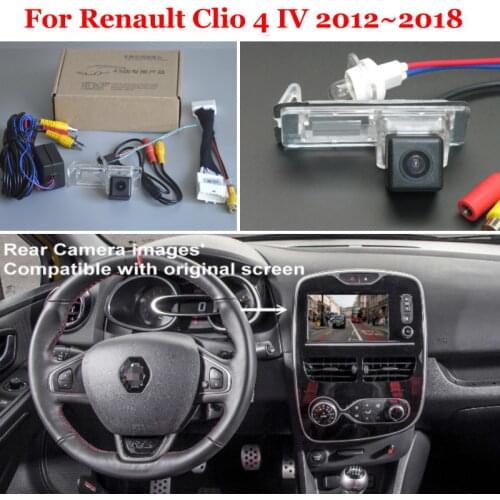 Car Rear View Camera For Renault Clio 4 IV 2012~2018 24PINS Connect Original Factory Screen Monitor License Plate Light Camera