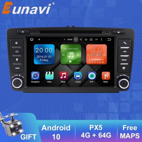 Eunavi Octa core 2 din 8'' Android 9.0 4G RAM Car DVD Player For Skoda Octavia 2014 2015 A7 GPS Navigation Radio Multimedia DAB