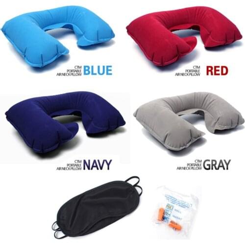 3pcs/set Portable Travel Neck Pillow U-shape Headrest Nap Car Pillow with Earplug Eye mask Perfect for Outdoor Tourism Dropship