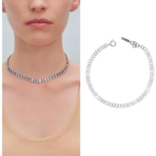 European and American jewelry white square crystal chain simple wedding dress short necklace female choker collar