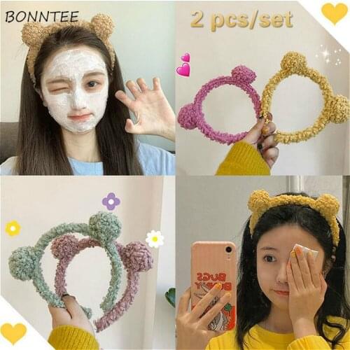 Headwear Women Funny Sweet Popular Soft Feminino Hair Accessories Head Bands Solid Fashion Kawaii Daily Girl Hairbands Bear Ears