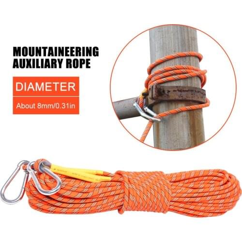 8MM Thickness 10M Outdoor Climbing Rope Safety Escape Rope With Carabiner Survival Equipment For Mountaineering Rock Climbing
