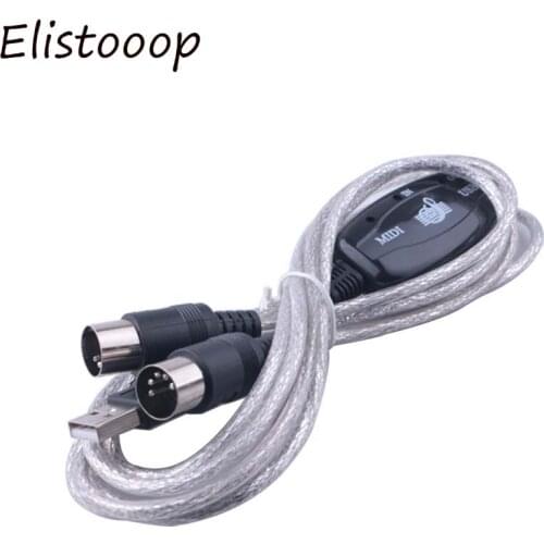 MIDI USB IN-OUT Interface Cable Cord Line Converter PC to Music Keyboard Adapter