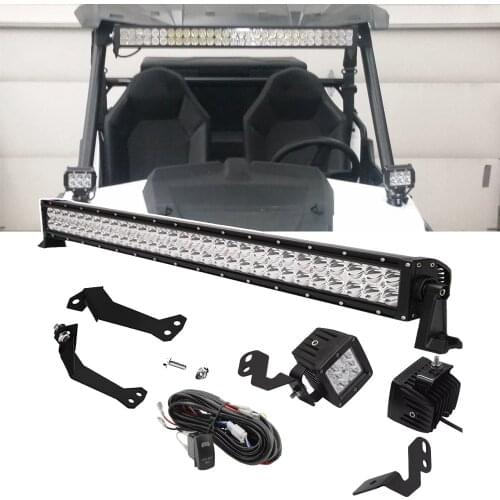 For Polaris RZR 1000 900 XP A-Pillar LED Work Lights Mount Kit & Upper Roof 30" Straight LED Light Bar Mount Set with Wiring Kit
