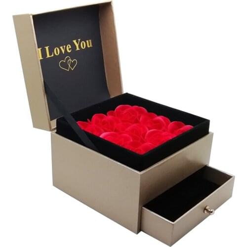 Everlasting Flower Storage Box Women Jewelry Earrings Gifts Box with Storage Bag SCVD889