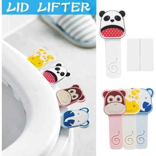 Cute Cartoon Toilet Cover Lifting Device Bathroom Lid Handle Sticker Sanitary Seat Accessories WXV Sale