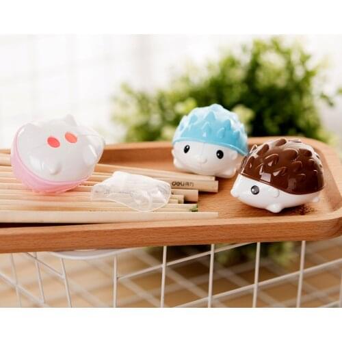 Cute mini hedgehog boy pencil sharpener 0564 student cartoon double hole pencil charpener cute stationery items gift