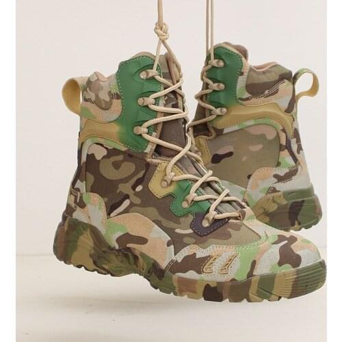 Male Outdoor Hiking CP Camouflage Work Boots Mens Sport Army Military Combat Tactical Ankle Boot Mountain Hiking Trekking Shoes