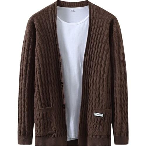 Autumn Business Casual Knitting Sweaters Men Brand Streetwear Harajuku Fashion Loose Men Cardigan Sweaters Embroidery Jacket Men