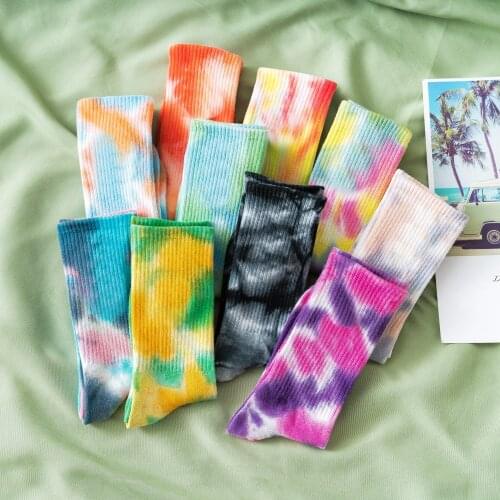 High Quality Tie-Dye Socks Men And Women Spring Summer Sports Cycling Basketball Skateboard Hip-Hop Tube Long Breathable Running