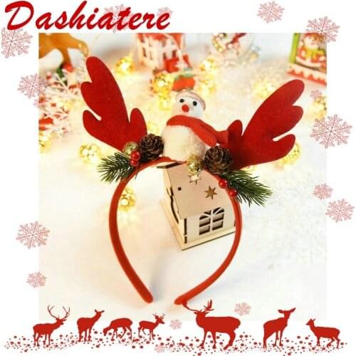 Christmas Hairband Reindeer Xmas Headband Snowman Pine Branches Pinecone Decoration Antler Hair Accessories for Women Girls