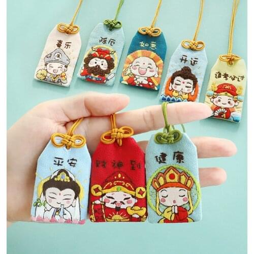 Omamori DIY Embroidery Needlework Keychains Women Amulet Cross Stitch Handmade Couples Pendant Antiquity Protective Talisman