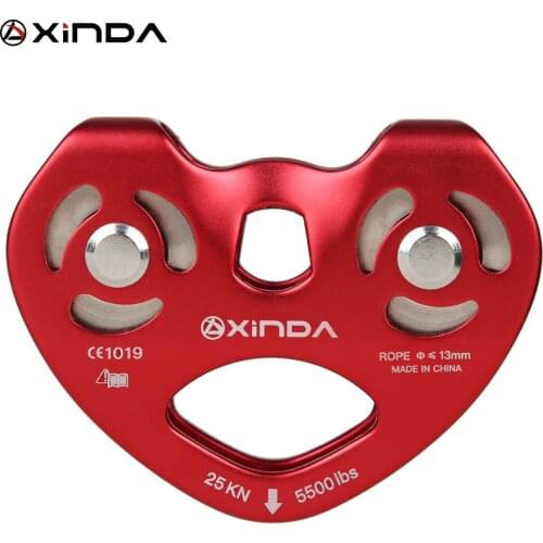 XINDA Professional 25KN Mountaineer Rock Climbing Exploration High Altitude Traverse Carriage Magnalium Twin Wheels Pulley