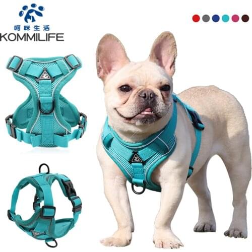 KOMMILIEF Adjustable Dog Harness Vest Reflective Pet Harness For Small Medium Large Dogs Breathable Dog Harness And Leash Set