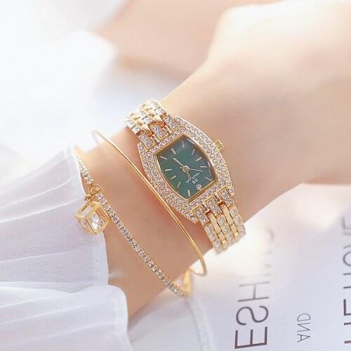 Relogio feminino Women Watches Gold Luxury Brand Diamond Square Quartz Ladies Wrist Watches Stainless steel Female Watch 2019