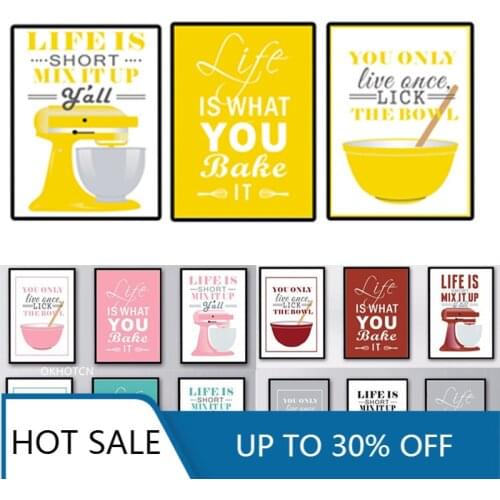 Christmas Canvas Painting Baking Life Quote Posters and Prints Wall Pictures For Living Room Kitchen Mixer Art Home Decor