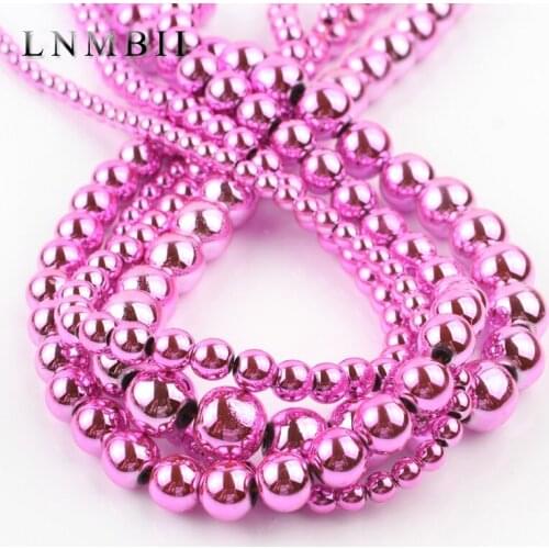 Rose Pink Hematite Natural Stone Bead Loose Spacer Accessories Beads For Jewelry Making DIY Energy Bracelet 15"Inch 3 4 6 8 10mm