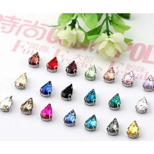 100 Pieces 6X10mm Loose Rhinestone Sewing Silver Base Claw Diamond Shining DIY Rhinestones Crystal Rhinestones