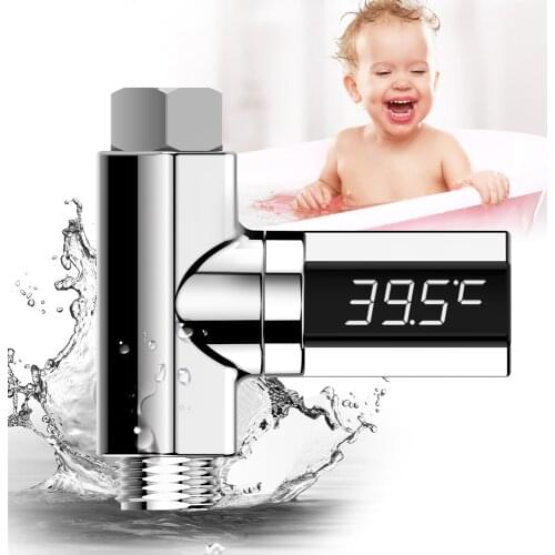 LED Water Thermometer LED Display Water Temperature Meter Monitor Self-Generating Electricity Shower Thermometer for Baby Bath