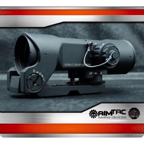 Tactical Rifle Scope Airsoft OS 4X Fixed Dual Purpose Red illuminated Optical Sight Hunting Shooting with Rubber Covers