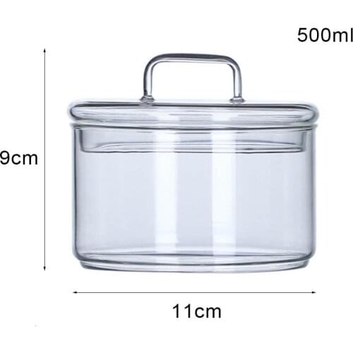 Heat-resistant Glass Bowl Transparent Fruit Dessert With Lid Candy Box Childrens Salad Bowl Kitchen Food Storage Container