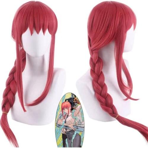 Chainsaw Man Cosplay Makima Long Braid Wig Christmas Rose Red Wig Cosplay Anime Cosplay Heat Resistant Synthetic Wigs Halloween