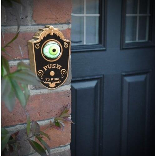 Halloween One Eyed Doorbell Decoration Horror Props Luminous Door Hanging Spoof Plastic Doorbell Eyeball Scene Layout Decoration