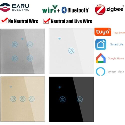 1/2/3/4Way Zigbee/WiFi Smart Touch Light Switch EU Touch Switches Backlight Smart Home With Neutral Wire Or Without Neutral Wire
