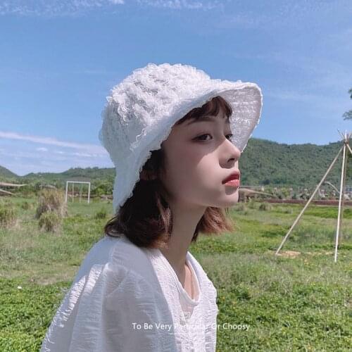 Bucket Hats For Women White Laces Temperament Fishermen Hat New Elegant Fashion All-match Spring Summer Travel Sun Hats