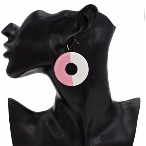 Vintage Acrylic Drop Earrings for Women Geometric Green Purple Black Pattern Round Statement Dangle Earrings Fashion Jewelry