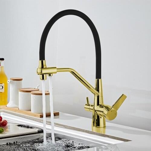 Rozin Filter Kitchen Faucet Brushed Gold 360 Swivel Pure Water Faucets For Kitchen Black Pull Down Purification Water Mixer Tap