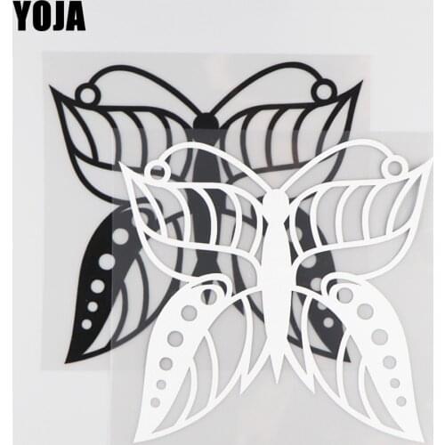 YOJA 15.1×14.4CM Gorgeous Moth Cartoon Animals Car Stickers Vinyl Decal Pattern Black/Silver 19C-0221