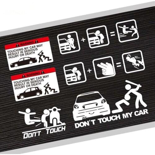 Car Funny Stickers Warning Don't Touch My Car Stickers Creative Decor for Chevrolet Chrysler Daihatsu Holden ISUZU LADA Rover MG