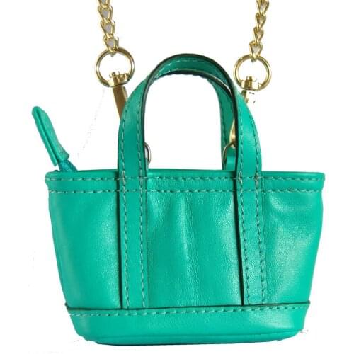 Genuine Leather Crafted Scale Down Tote Bag Cute Keychain Women Super Mini Crossbody Pouch Coin Purse Girl Bag Accessory Pendant