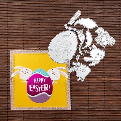 10.5x9.5cm Happy Easter Egg Bunny Metal Cutting Dies Stencil Scrapbooking DIY Album Stamp Paper Card Embossing Decoration