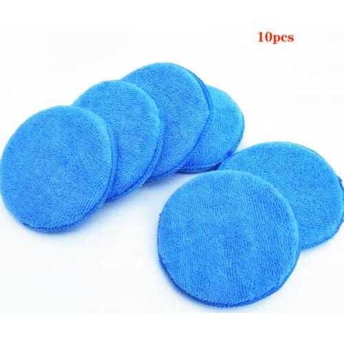 10Pcs Ultra Soft Microfiber Car Wax Applicator Pad 5" 125mm Round Waxing Sponge With Finger Pocket For Applying Wax Buffer Pad