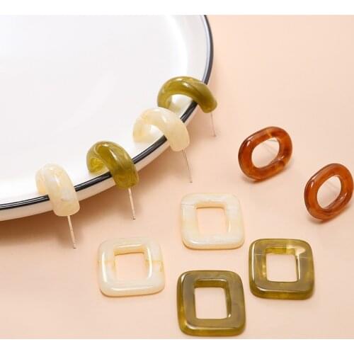 10pcs Retro acetate rendering geometric hollow Stud Earrings small c-shaped Trendy Earrings For Women diy jewelry accessories
