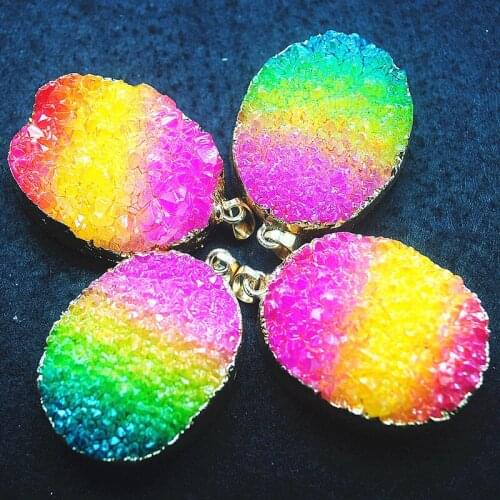 2pcs colorful crystal women pendants oval shape 40x30mm jewelry findings new arrivals hot selling items good for jewelry design