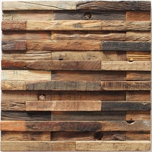 3D subway pattern ancient boat wood mosaic strip, tiles, wall tiles, rustic wood texture wall decorative tile free shipping