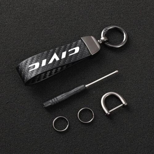 4S High-Grade carbon fiber Car KeyChain 360 Degree Rotating Horseshoe Ring for Honda civic 8th 10th 2020 2017 2018 2019 2016 Car