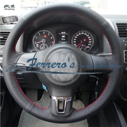 Sew-on Microfiber leather car steering wheel cover Car accessories For Volkswagen VW GOLF 6 MK6 BORA POLO JETTA 6 MK6