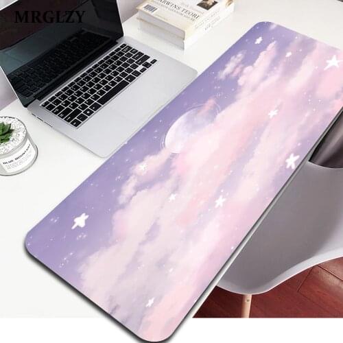 Vime Large Writing Desk Mats Laptop Mouse Mat Kawaii Mouse Pad Cute Romantic sky clouds Gaming Deskpad Office Home Gamer 90x40