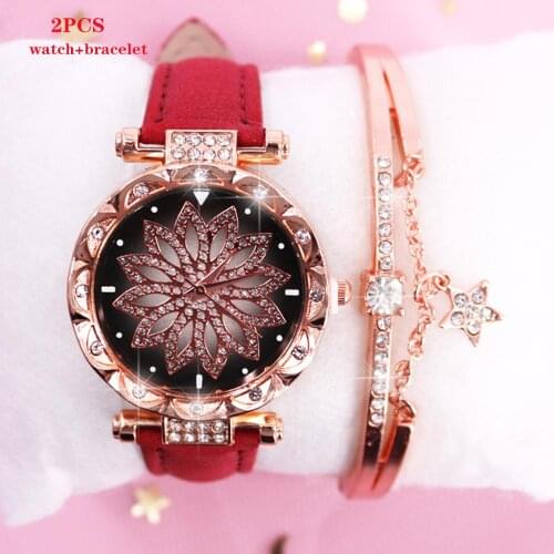 Fashion Quartz Watch Women Watches Top Brand Luxury Ladies Watch Bracelet Set 2PCS For Watches Reloj Mujer Diamond Clock