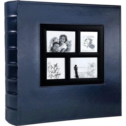 Photo Album Holds 4X6 400 Photos Pages Large Capacity Leather Cover Binder Wedding Family Baby Photo Albums Book (Blue)