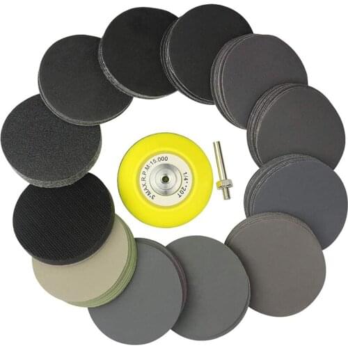 GTBL Sanding Discs 3Inch, Hook and Loop Wet Dry Silicon Carbide Sandpaper, with Shank Backing Pad,Soft Buffering Pad
