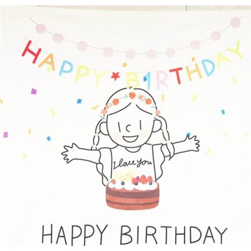 J60B Happy Birthday Letters Hanging Cloth Banner Kids Child Girls Happy Birthday Backdrop Party Photo Background Decorations